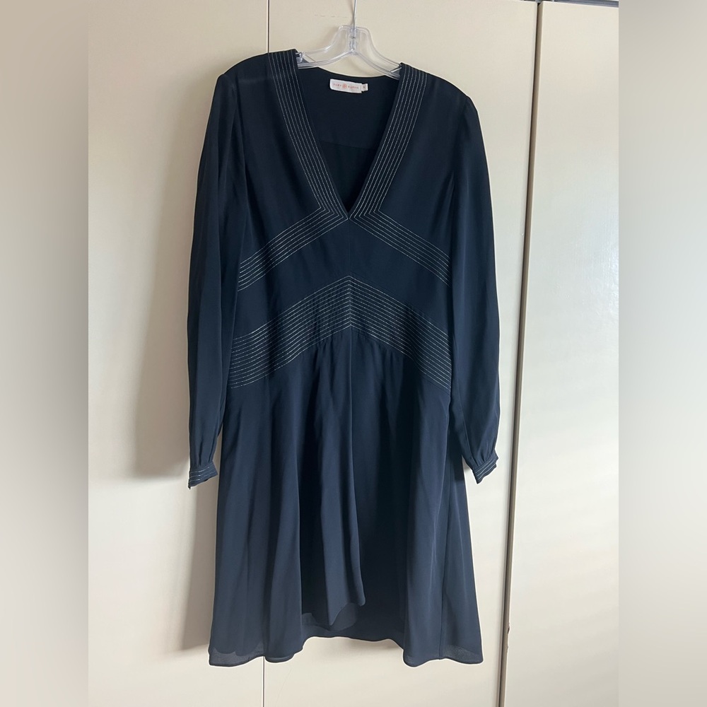 Tory Burch Black Sheer Long Sleeve Dress